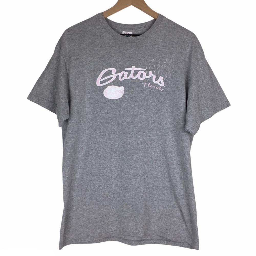 FLORIDA GATORS Graphic T Shirt Short Sleeve Pink Grey Game Day Spirit Size Large